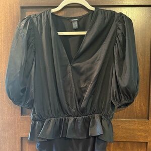 Express, Black Satin Bodysuit, size M